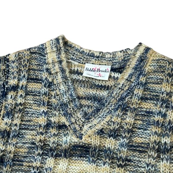 Vintage 1970s Space Dyed Stripe Knit Sweater Vest – Plaid Pattern / Medium - - Picture 2 of 5